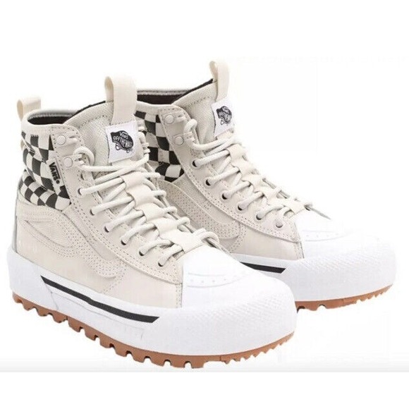 New Vans Sk8 Hi Top Sneakers Checker Goretex Mte 2 Platform White Black Women 5 - Picture 8 of 12